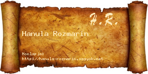 Hanula Rozmarin névjegykártya